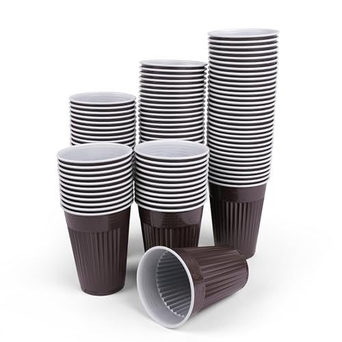 Commerline Thermobecher braun-weiß 180 ml | 2000 stück Einweg Automatenbecher Einwegthermobecher Heißgetränkbecher | Plastikbecher Automatengängig Trinkbecher für Automaten 0,18l von Commerline