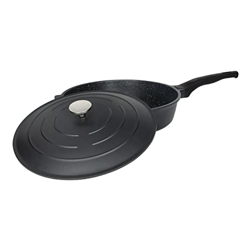 Commichef Alles in Einer Pfanne, Alles Aus Einer, Schwarz, Aluminiumguss, Mit Deckel, Antihaft, Geeignet Für Alle Herdarten, 32cm, XP-ALL32BK von Commichef