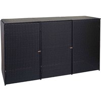 MVG Mülltonnenverkleidung »MVG-E25«, BxHxT: 195 x 110 x 66 cm, Poly-Rattan, 3 x 120 L - schwarz von MVG