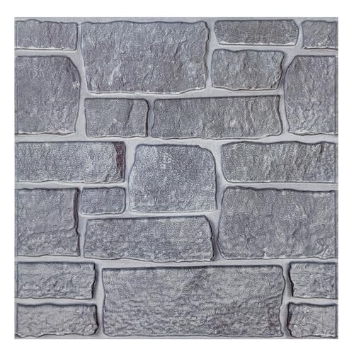 Commomy 3D Tapete Wandpaneele Selbstklebend Steinoptik, 10 Stück, 30x30cm, Wandverkleidung Steinoptik Ziegel Tapete, PVC DIY Wasserdicht Wandaufkleber für Wohnzimmer,Küche,Schlafzimmer von Commomy