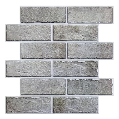 Commomy 10 Stück 3D Wandpaneele Selbstklebend Steinoptik Wandverkleidung,30 x 30 cm, Wandverkleidung 3D Tapete Steinoptik Ziegelstein PVC Wandpaneele für Wohnzimmer Schlafzimmer Innendekoration von Commomy