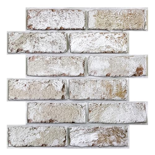 Commomy 10 Stück 3D Wandpaneele Selbstklebend Wandverkleidung Steinoptik, 30 x 30 cm, Wasserdicht PVC 3D Tapete Steinoptik Brick Wall Panels für Wohnzimmer Schlafzimmer Innendekoration von Commomy