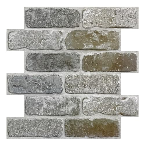 Commomy 10 Stück 3D Wandpaneele Selbstklebend Steinoptik, 30 x 30 cm, Wandverkleidung Steinoptik Wasserdicht PVC Steintapete Selbstklebende für Wohnzimmer Schlafzimmer Küche Kamin Innendekoration von Commomy