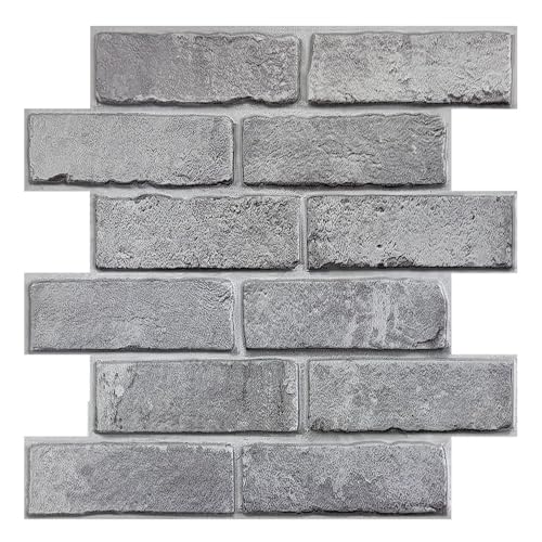 Commomy 10 Stück 3D Wandpaneele Selbstklebend Steinoptik Wandverkleidung, 30 x 30 cm, Wasserdicht 3D Tapete Steinoptik PVC 3D Wall Panels für Innendekoration Wohnzimmer Schlafzimmer Kamin von Commomy