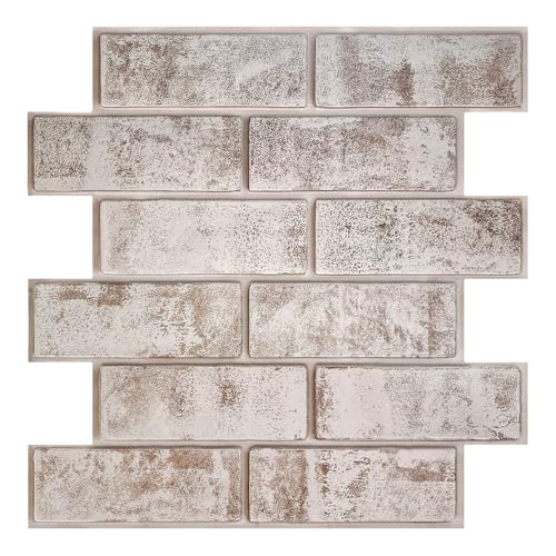 Commomy 3D Wandpaneele Selbstklebend, 10 Stück, 30 x 30 cm, Wandverkleidung Selbstklebend Steinoptik 3D Tapete Wasserdicht PVC Wandpaneele für Wohnzimmer Schlafzimmer Küche Kamin von Commomy