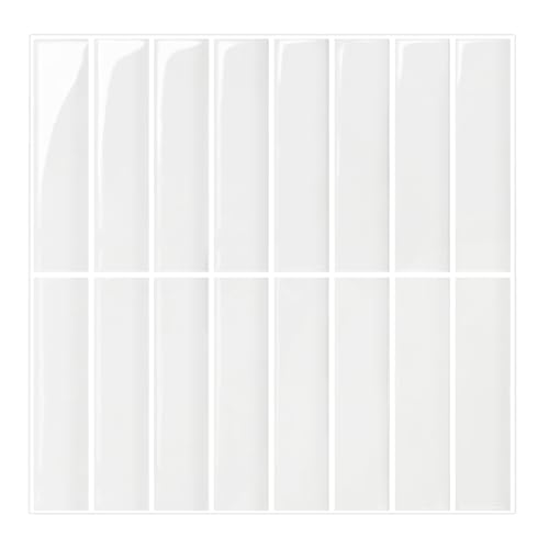 Commomy 3D Fliesenaufkleber Klebefliesen Küche Bad Weiß Vinyl Fliesen Selbstklebend Küchenrückwand Metro Wandfliesen Selbstklebend Fliesenfolie (10 Stück, 30.5 x 30.5 cm) von Commomy