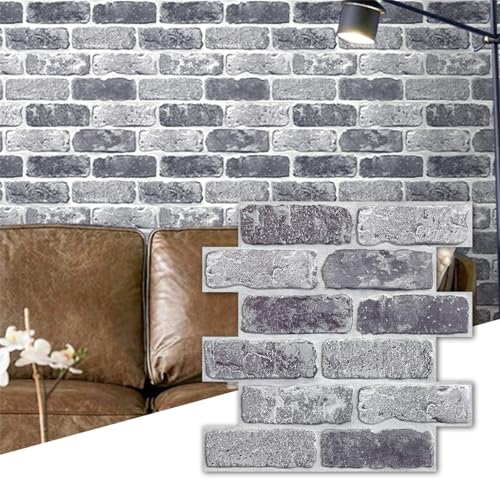 Commomy 3D Wandpaneele Selbstklebend, 10 Stück, 30 × 30 cm, Wandverkleidung Selbstklebend 3D Tapete Steinoptik Backstein PVC Wandpaneele 3D Wall Panels von Commomy