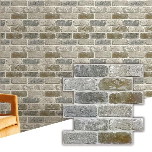Commomy 3D Wandpaneele Selbstklebend, 10 Stück, 30 × 30 cm, Wandverkleidung Selbstklebend 3D Tapete Steinoptik Backstein PVC Wandpaneele Brick Wall Panels Commomy 3D Wandpaneele Selbstklebend, 10 Stück, 30 × 30 cm, Wandverkleidung Selbstklebend 3D Tapete Steinoptik Backstein PVC Wandpaneele Brick Wall Panels von Commomy