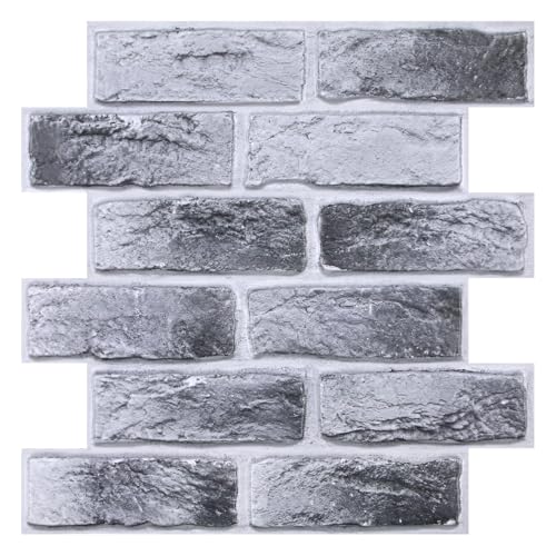 Commomy 3D Wandpaneele Selbstklebend, 10 Stück, 30 × 30 cm, Wandverkleidung Steinoptik, Wasserdicht, Hochwertig PVC Selbstklebende Wandpaneele Backstein für Inner Wanddekoration von Commomy