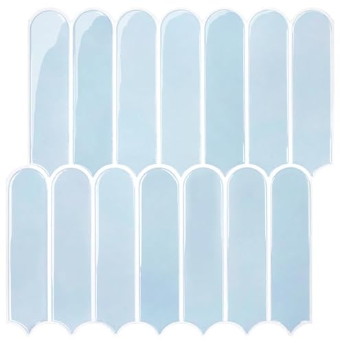 Commomy Upgrade Dickere Klebefliesen Küche Bad Blau 3D Fliesenaufkleber Vinyl Metro Fliesen Selbstklebend Küchenrückwand Wandfliesen Selbstklebend(10 Stück, 30.5 x 30.5 cm) von Commomy
