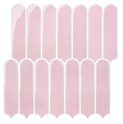 Commomy Upgrade Dickere Klebefliesen Küche Bad Rosa 3D Fliesenaufkleber Vinyl Metro Fliesen Selbstklebend Küchenrückwand Wandfliesen Selbstklebend(10 Stück, 30.5 x 30.5 cm) von Commomy