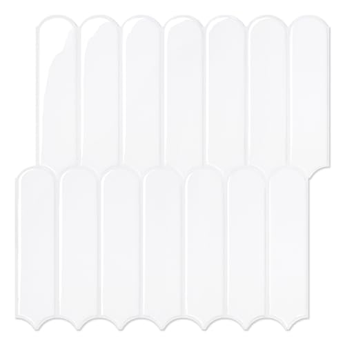 Commomy Upgrade Dickere Klebefliesen Küche Bad Weiß 3D Fliesenaufkleber Vinyl Metro Fliesen Selbstklebend Küchenrückwand Wandfliesen Selbstklebend(10 Stück, 30.5 x 30.5 cm) von Commomy