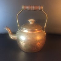 Vintage Kupfer Teekessel Kocher Top Kaffee Teemaschine Mit Holzgriff Klein von CommonThreadClothing