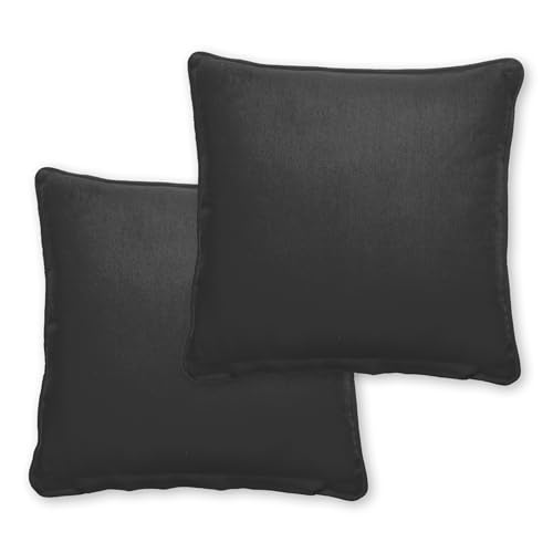 Como 2er Set Dekokissen Sofakissen 40 x 40 cm Anthrazit, Bezug aus 100% Baumwolle, herausnehmbares Innenkissen - Kopfkissen Kuschelkissen Bodenkissen von Como