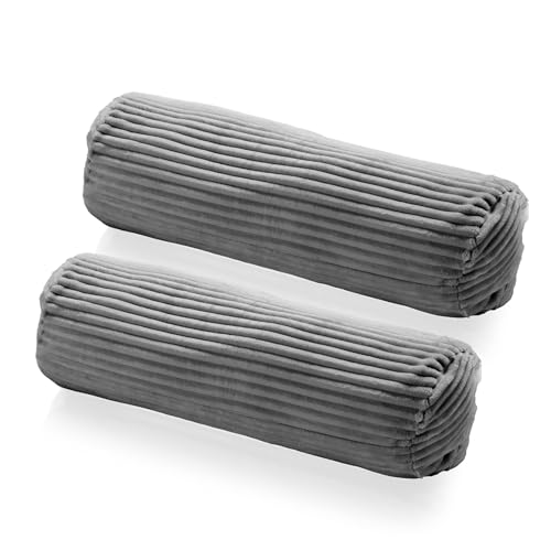 Como Dekokissen 2er Set Kissenrolle Cordoptik Anthrazit 22 x 70 cm, Polyesterfüllung, Bezug abnehmbar inkl. Innenkissen, Sofakissen Nackenstütze für Wohnzimmer Schlafzimmer von Como