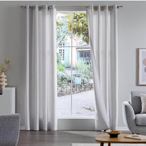 Como Gardinen 2er Set Vorhänge Silbergrau 245 x 140 cm - Blickdichte, lichtdurchlässige Ösenschals aus Polyester für Wohnzimmer, Kinderzimmer, Schlafzimmer, Büro von Como