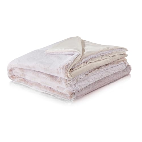 Como Kuscheldecke Hellbraun Moderne Felldecke, Wohndecke, 100% Polyester, 600 GSM, gesäumte Einfassung 150 x 220 cm von Como
