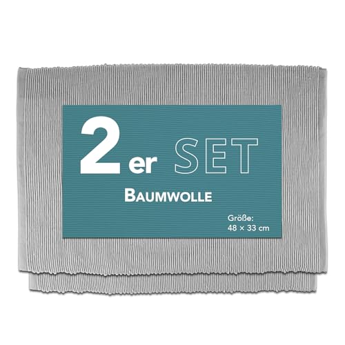 Como Platzmatte 2er Set grau, Platzset aus Baumwolle, strapazierfähig, hitzebeständig, abwaschbar, rutschfest, Platzdeckchen 48x33 cm Como Platzmatte 2er Set grau, Platzset aus Baumwolle, strapazierfähig, hitzebeständig, abwaschbar, rutschfest, Platzdeckchen 48x33 cm von Como