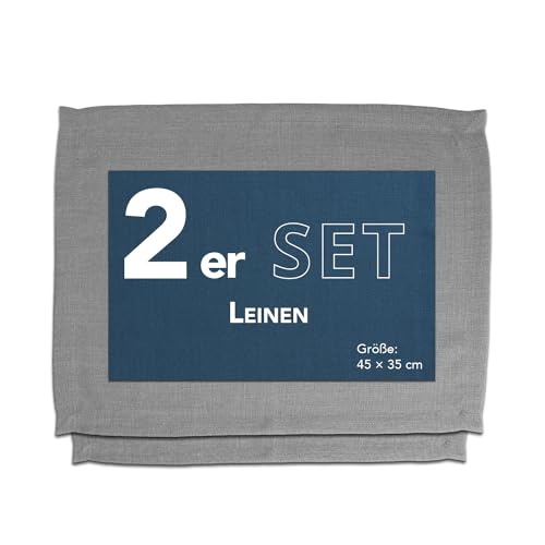 Como Platzmatte 2er Set grau Platzset aus Polyester Leinen-Effekt, strapazierfähig, hitzebeständig, abwaschbar, rutschfest, Platzdeckchen 48x33 cm von Como