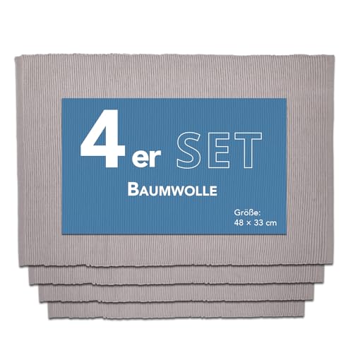 Como Platzmatte 4er Set Taupe, Platzset aus Baumwolle, strapazierfähig, hitzebeständig, abwaschbar, rutschfest, Platzdeckchen 48x33 cm Como Platzmatte 4er Set Taupe, Platzset aus Baumwolle, strapazierfähig, hitzebeständig, abwaschbar, rutschfest, Platzdeckchen 48x33 cm von Como