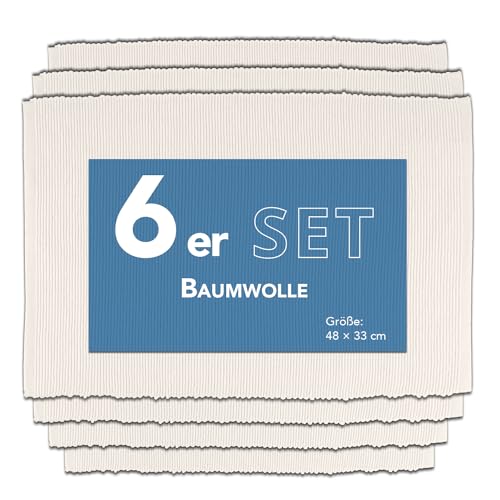 Como Platzmatte 6er Set Creme, Platzset aus Baumwolle, strapazierfähig, hitzebeständig, abwaschbar, rutschfest, Platzdeckchen 48x33 cm Como Platzmatte 6er Set Creme, Platzset aus Baumwolle, strapazierfähig, hitzebeständig, abwaschbar, rutschfest, Platzdeckchen 48x33 cm von Como