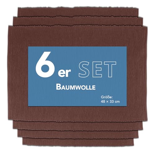 Como Platzmatte 6er Set braun, Platzset aus Baumwolle, strapazierfähig, hitzebeständig, abwaschbar, rutschfest, Platzdeckchen 48x33 cm Como Platzmatte 6er Set braun, Platzset aus Baumwolle, strapazierfähig, hitzebeständig, abwaschbar, rutschfest, Platzdeckchen 48x33 cm von Como