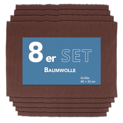 Como Platzmatte 8er Set braun, Platzset aus Baumwolle, strapazierfähig, hitzebeständig, abwaschbar, rutschfest, Platzdeckchen 48x33 cm Como Platzmatte 8er Set braun, Platzset aus Baumwolle, strapazierfähig, hitzebeständig, abwaschbar, rutschfest, Platzdeckchen 48x33 cm von Como