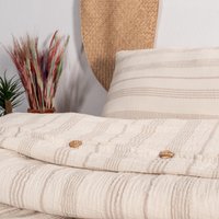 Elfenbein Gestreifter Musselin Bettbezug Weicher Baumwollbettwäsche Elfenbein Gestreifter Musselin Bettbezug Weicher Baumwollbettwäsche von ComoHome