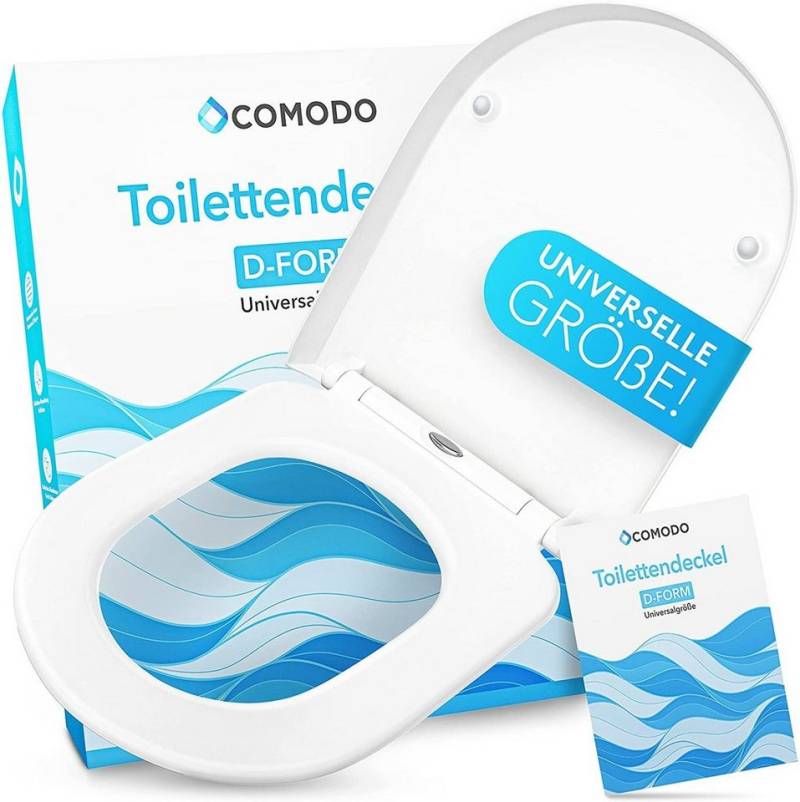 Comodo WC-Sitz Toilettendeckel mit Absenkautomatik und Quick Relaease, D-Form 47cm x 37,5cm Bestlastbar bis 150kg von Comodo