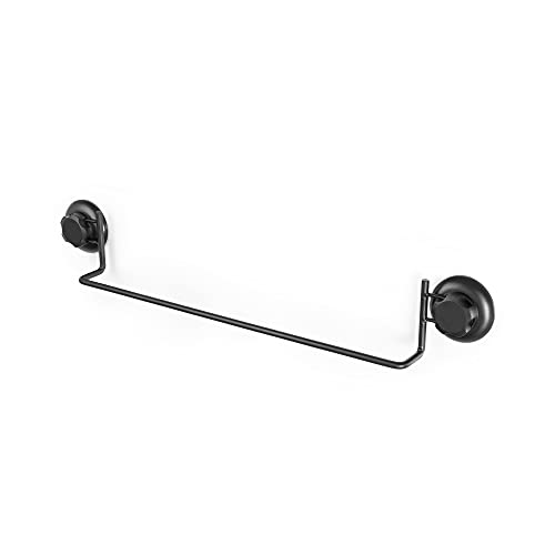Compactor RAN9784 Bestlock Handtuchhalter zur Wandmontage, Saugnapfmontage, Belastbarkeit bis 12 kg, rostfreies schwarzes Eisen, 60,6 x 6,5 x Höhe 9 cm von Compactor