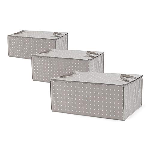 COMPACTOR 3er Set Aufbewahrungstasche für Bettdecken, 100% hermetischer Reißverschluss, Staubgeschützt, Taupe/Gepunktet, Polypropylen und EVA, 50 x 70 x 30 cm, RAN8107 von Compactor