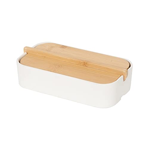 Compactor Ecologik Bambus-Aufbewahrungsbox mit Deckel, 100% natürlich, 100% biologisch abbaubar, 100% plastikfrei, 15,4 x 8,3 x 3,8 cm, Weiß/Braun von Compactor