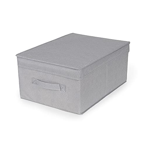 Compactor Aufbewahrungsbox „Boston“ mit Deckel von Compactor, Material: Vliesstoff aus Polypropylen und Karton; 30 x 43 x 19 cm (klein), Grau, RAN10906 von Compactor