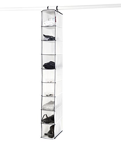 Compactor Mariniere Hängender Schuhorganisator, 9 Fächer, Weiß, Abmessungen: 15 x 30 x H. 128 cm von Compactor
