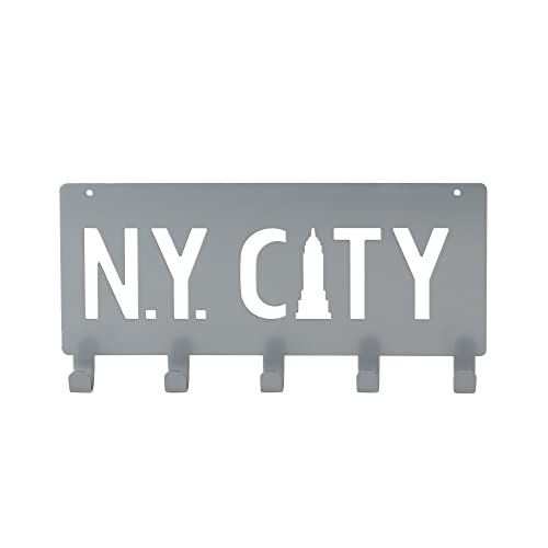 Compactor NY City 5 Haken Wandmontierter Mantelhaken, Metall, 3 x 30 x 21 cm, Silber von Compactor