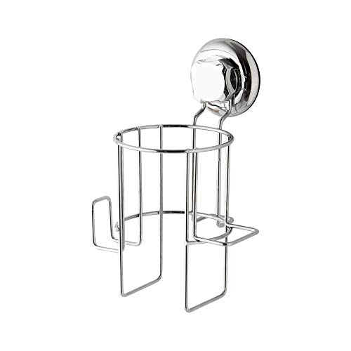 Compactor Haartrockner-Halterung fürs Bad, Fixierung Dank Saugnapf, Für bis zu 6 kg Last, Verchromter Nichtrostender Stahl, 15 x 13,6 x 22,4 cm, RAN7801 von Compactor