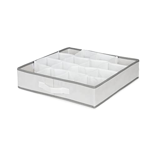 Compactor LIFE Schubladen-Organizer M - Weiß, 40x40x9 cm, Non-Woven 75G, mit Griffen und PEVA-Deckel von Compactor
