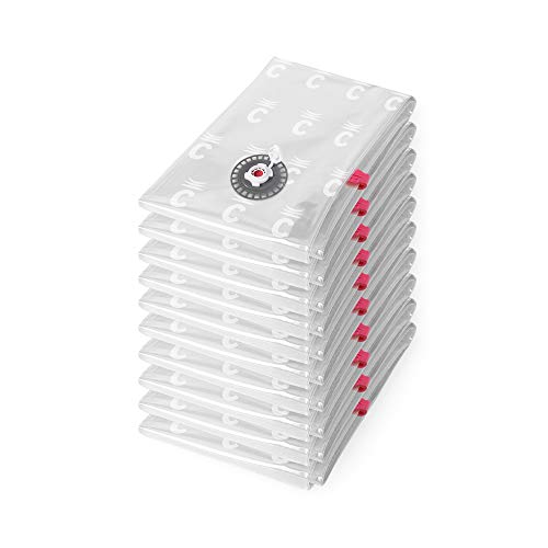 Compactor - Set mit 10 Vakuumbeuteln Größe M 90 x 55 cm, transparente Aufbewahrungsbeutel für Kleidung, Decken und Kissen von Compactor