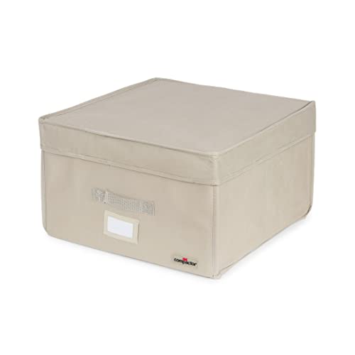 Compactor RAN7116 platzsparende feste Vakuum-Stapelbox, Größe M, 100 l, 42 x 42 x 25 cm, Beige von Compactor