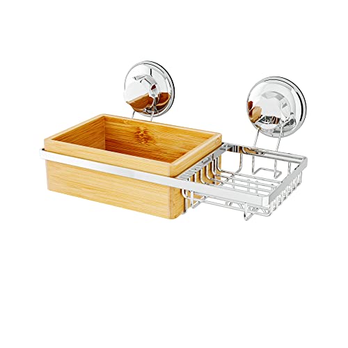 Compactor BESTLOCK SPA Rack mit Seifenhalter, SPA Kollektion, 27,3x15x13,5cm, Natur, Bambus/Chromstahl, RAN5808 von Compactor