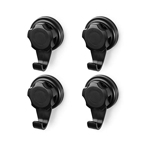 Compactor BESTLOCK BLACK Haken Set, 4 Stück, Rostfrei, 5,4x4x8 cm, Schwarz, Einfache Installation ohne Bohren von Compactor