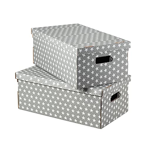Compactor Set von 2 STARS Kartons - LIFE Kollektion, Größe L, Grau, 52x29x20 cm von Compactor