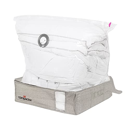 Compactor - Vakuum-Aufbewahrungsbox OXFORD L, halbsteif, 56 x 56 x 16 cm, grau, Unterbett-Aufbewahrung für Decken, Kleidung und Kissen von Compactor