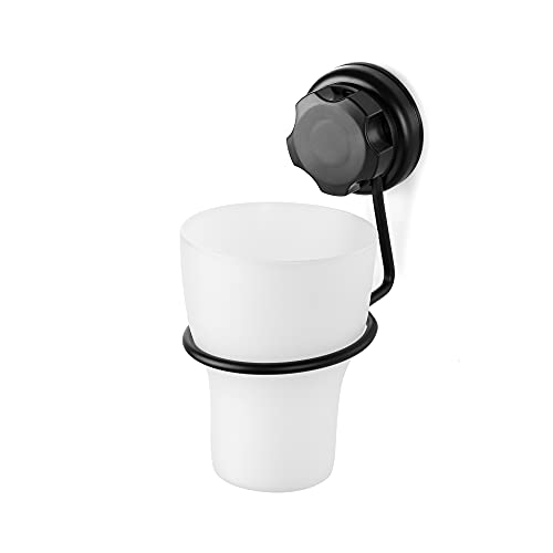 Compactor Zahnputzglas BESTLOCK BLACK - Einfach zu installieren, rostfrei und wasserdicht, 8x11x15,5 cm, Schwarz von Compactor