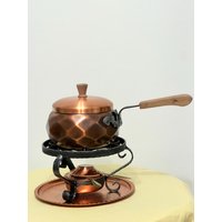 Vintage Fondue Topf Kupfer Set Retro Stil Glühwein Pfanne Mit Brenner von Compacu