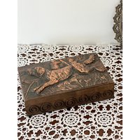 Vintage Holzschatulle Holzdose Zigarre-Box Geschenk-Box Motiv "Zwei Jäger Mit Jagthund" von Compacu