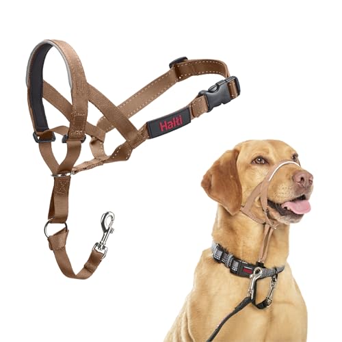 HALTI Kopfgeschirr - Verhindert, dass Ihr Hund an der Leine zieht, Einfache Anpassung, Leicht, mit gepolstertem Nasenriemen, Anti-Zug-Halsband für mittelgroße Hunde (Größe 3, Wüstensand) von Halti
