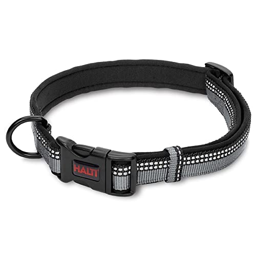 HALTI Komforthalsband - Hundehalsband mit Neoprenpolsterung, 3M-Reflektorgewebe und verstellbarer Riemen. Geeignet für kleine Hunde und Welpen (Größe XS, Schwarz) von Company of Animals