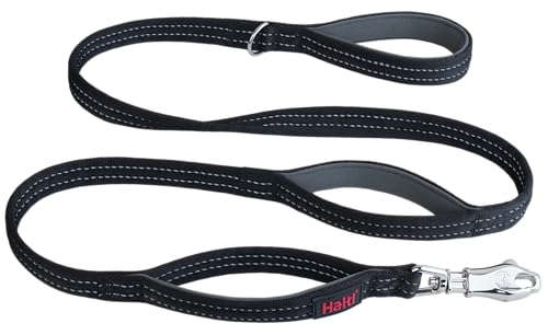 Halti BRIG Sicherheits-Hundeleine – farbcodierte Hundeleine mit ultrastarkem Clip, reflektierenden Nähten, Neopren-gepolsterten Griffen und D-Ring, entworfen für große Hunde, Schwarz, 1,5 m Länge von Company of Animals
