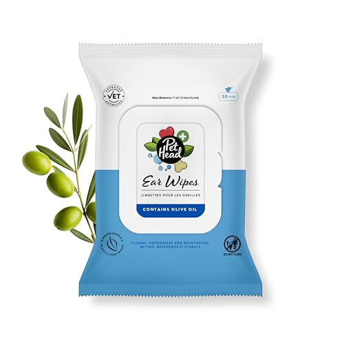 Pet Head Ohrenreinigungstücher | Duftfrei | Reinigt, Deodoriert und Befeuchtet die Ohren | Hilft bei der Entfernung von Wachs | Biologisch abbaubare, Pflanzenbasierte und Plastikfreie | 30 Stück von Company of Animals